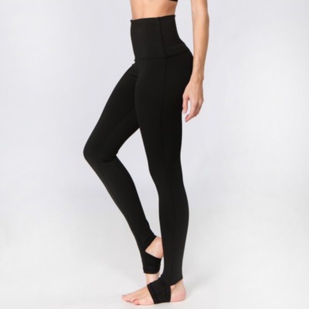 COPY - Active High Rise Stirrup Leggings - BLACK